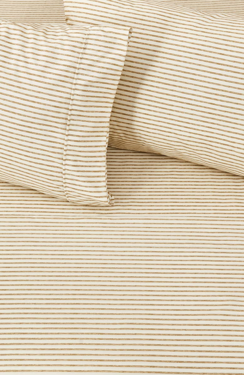 Woven & Weft Stripe Microfiber Sheet Set, Alternate, color, Light Taupe