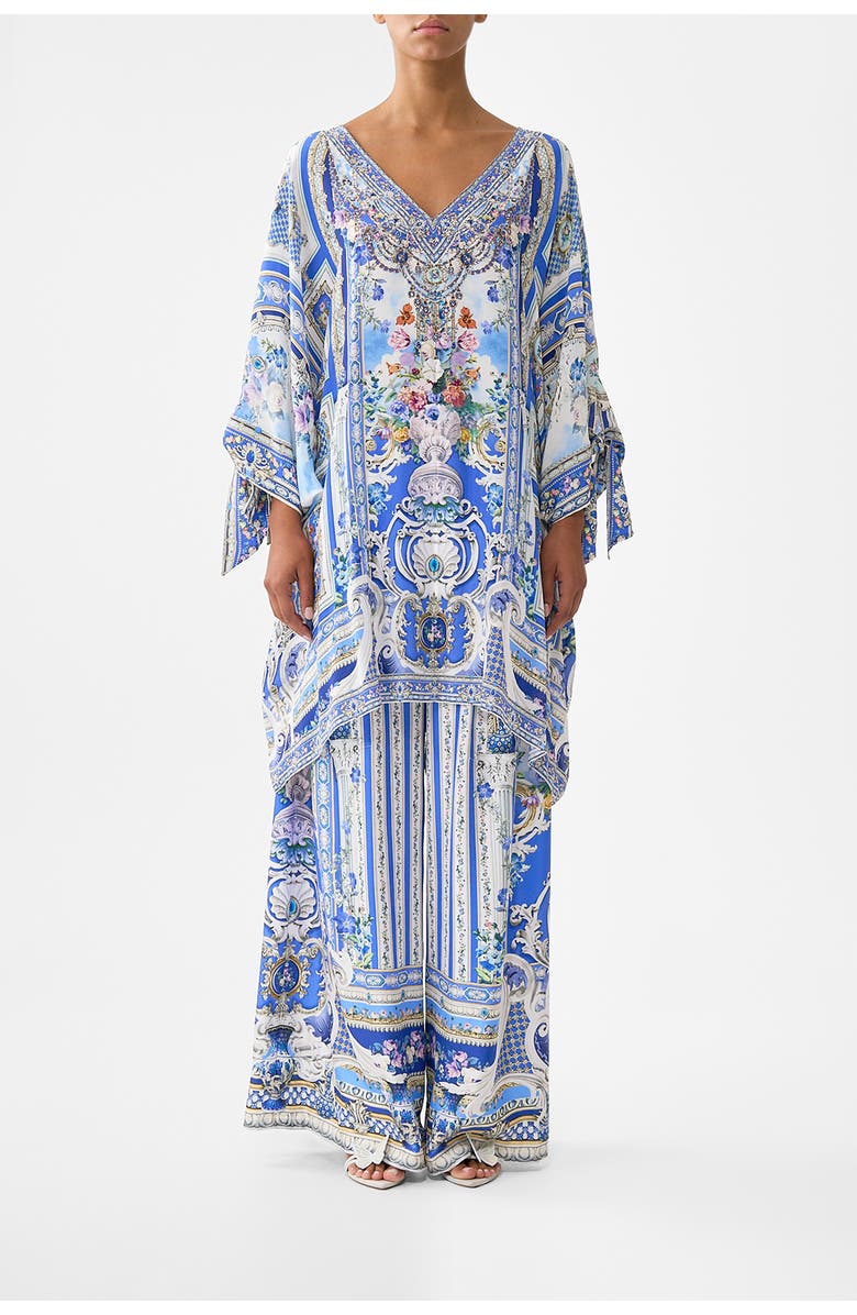 Camilla Tie Sleeve Short V Neck Kaftan, Main, color, Ottoman Opulence