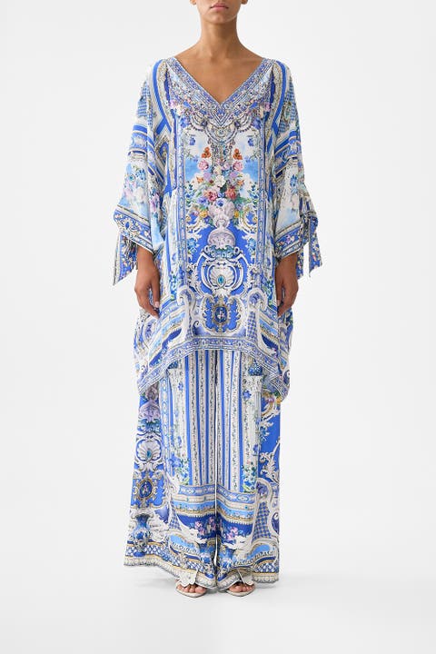 Tie Sleeve Short V Neck Kaftan
