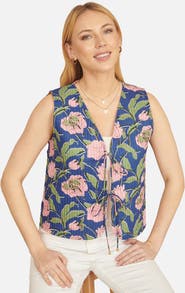 Yumi Floral Reversible Quilted Vest Jacket