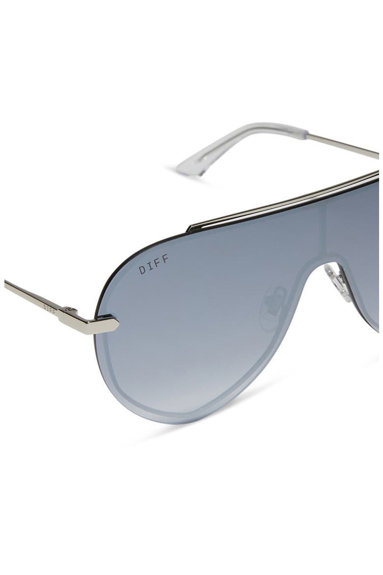 Imani 139mm Gradient Shield Sunglasses, Alternate, color, GREY GRADIENT W SILVER FLASH