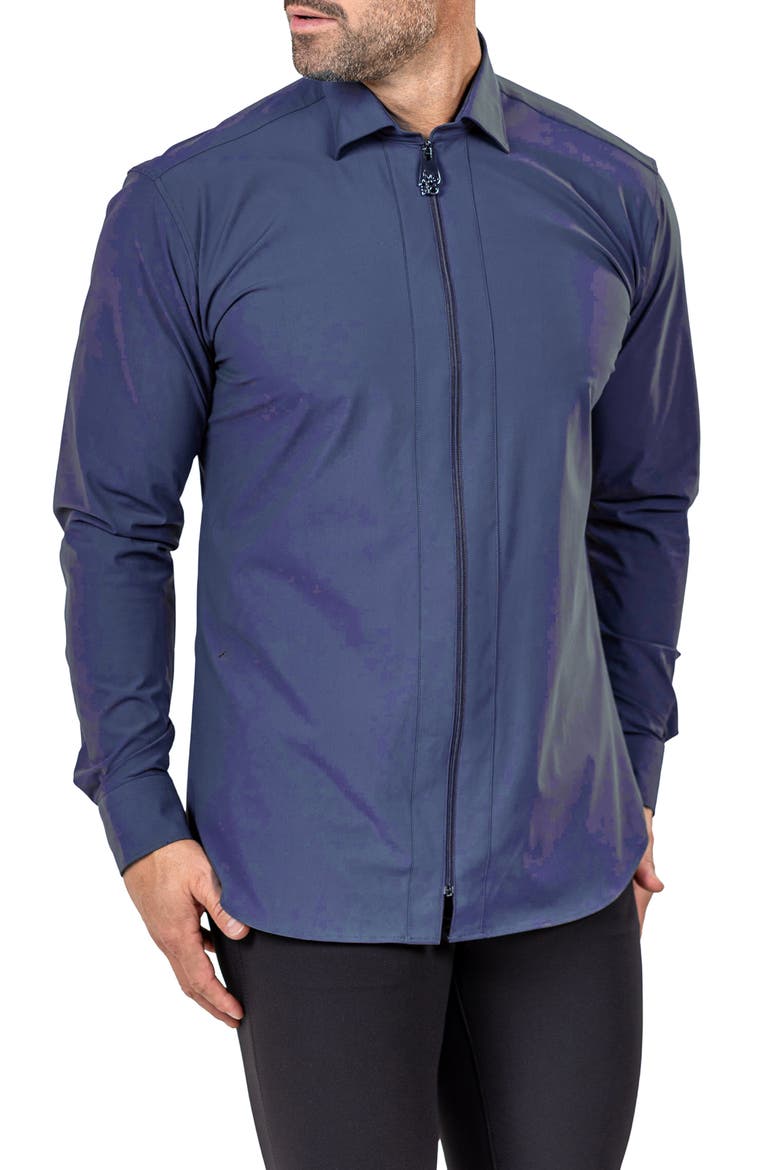 FibZip Marthyr Knit Zip-Up Shirt, Alternate, color, BLUE