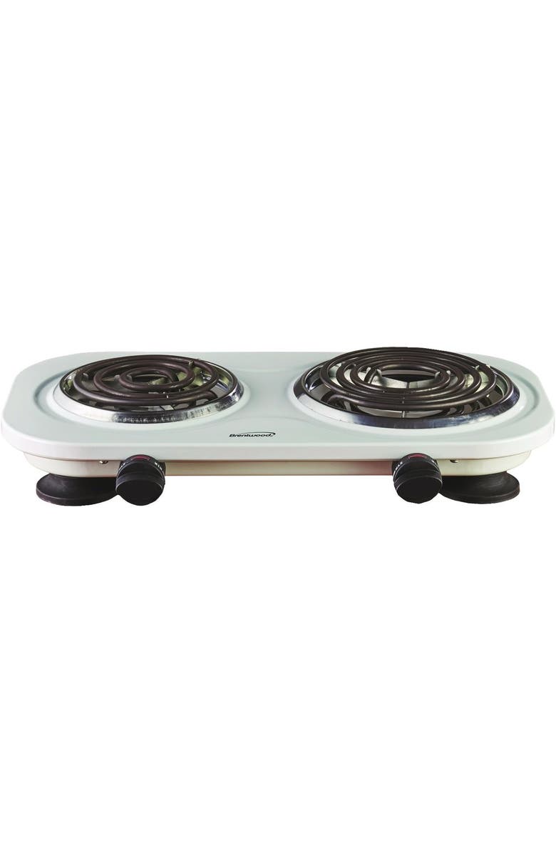 Brentwood Electric Double Burner, Main, color, White