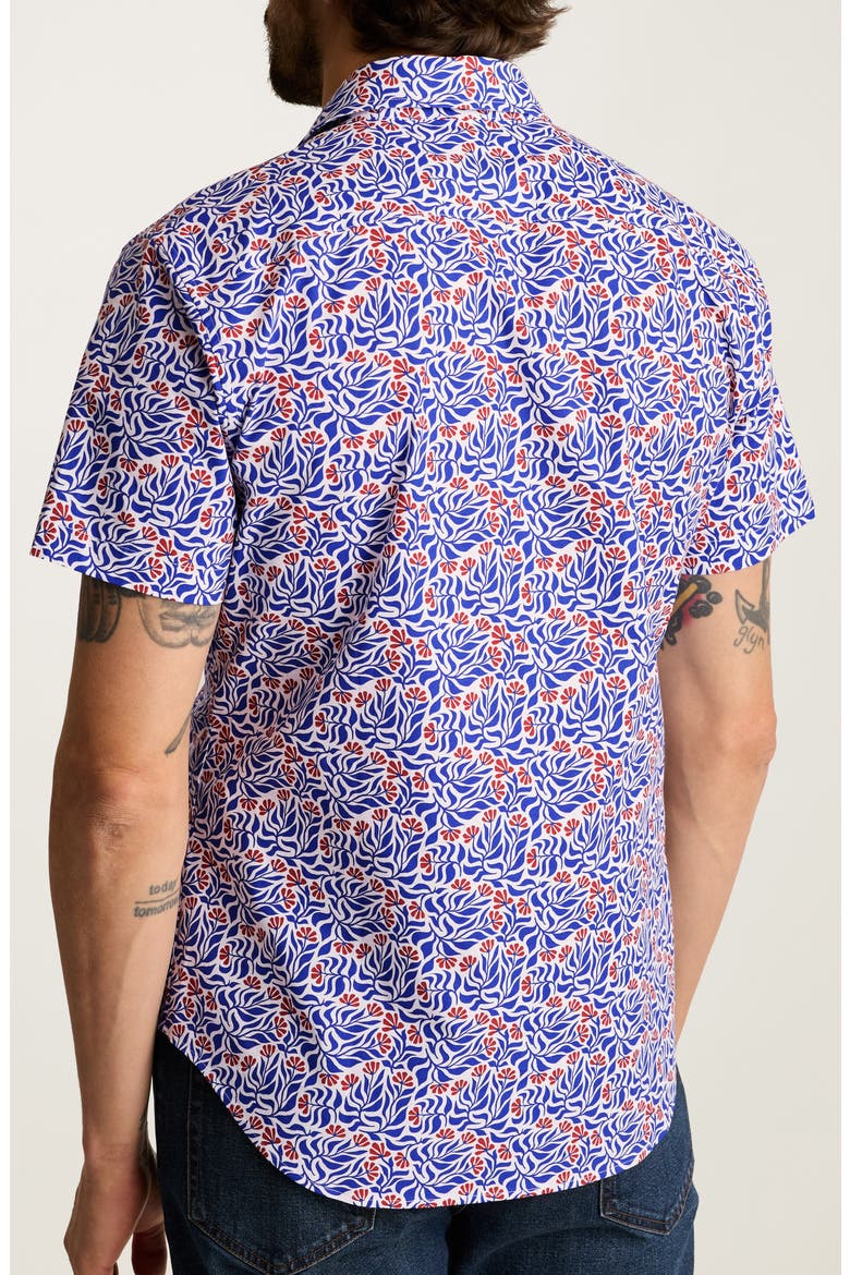 Riviera Slim Fit Floral Short Sleeve Stretch Cotton Button-Up Shirtr, Alternate, color, BLUE FLORAL VIBES