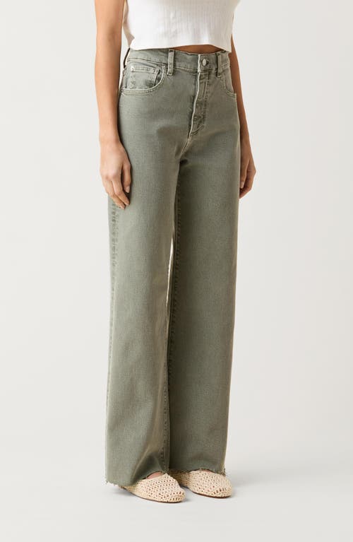 Le Jean High Waist Wide Leg Column Jeans In Green