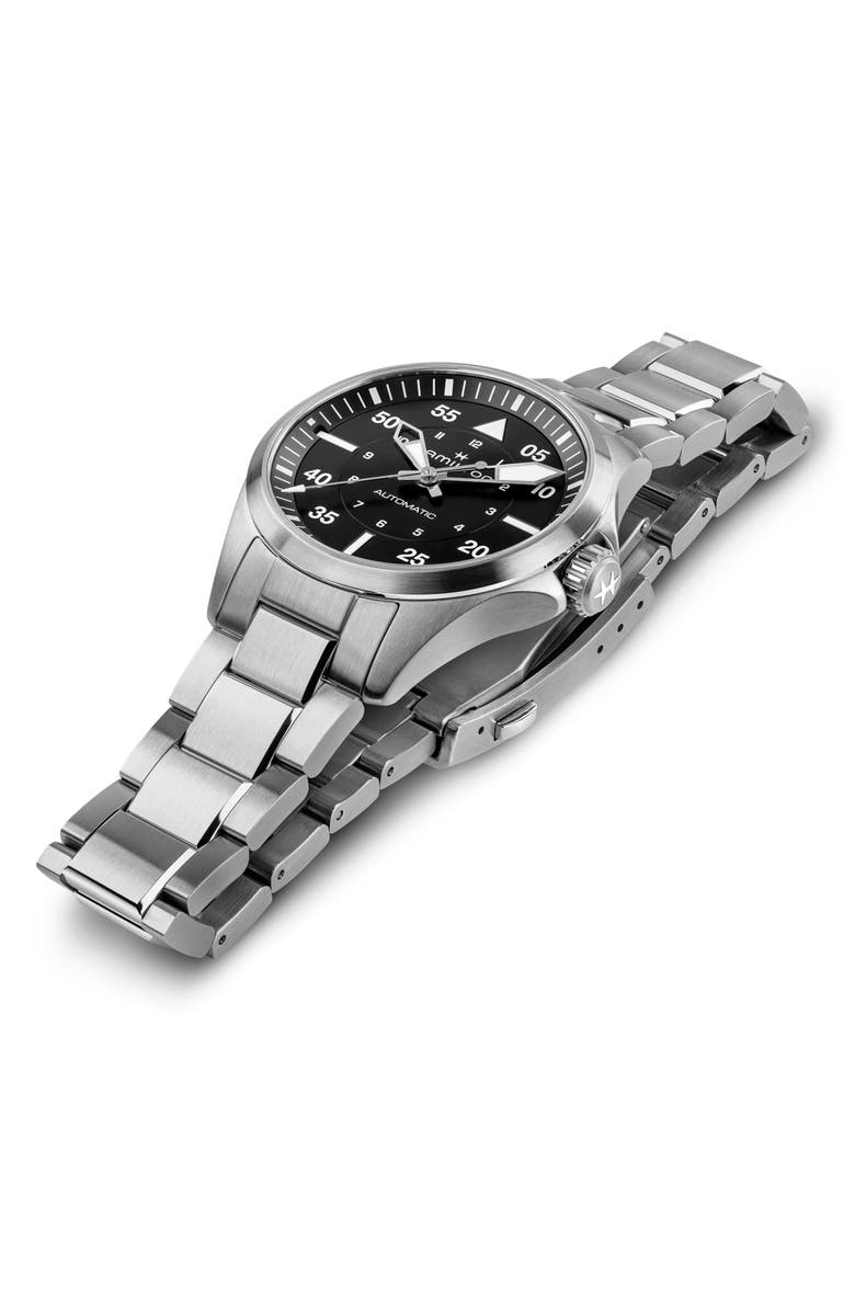 Hamilton Khaki Aviation Pilot Automatic Bracelet Watch, 36mm, Alternate, color, Black