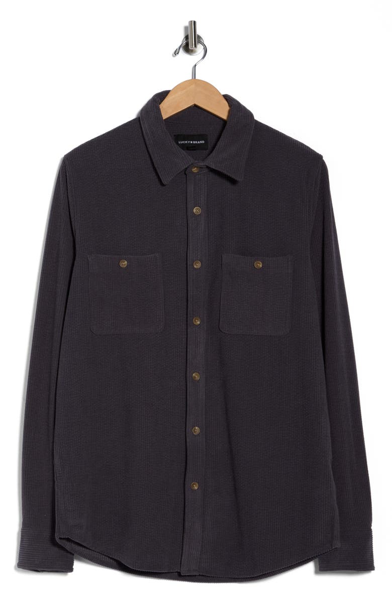 Lucky Brand Mason Corduroy Twill Button-Up Shirt, Main, color, Obsidian
