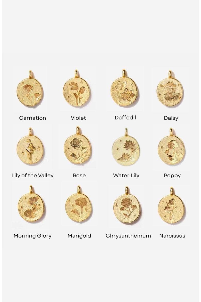 Gold Birth Flower Necklace, Alternate, color, Chrysanthemum / November