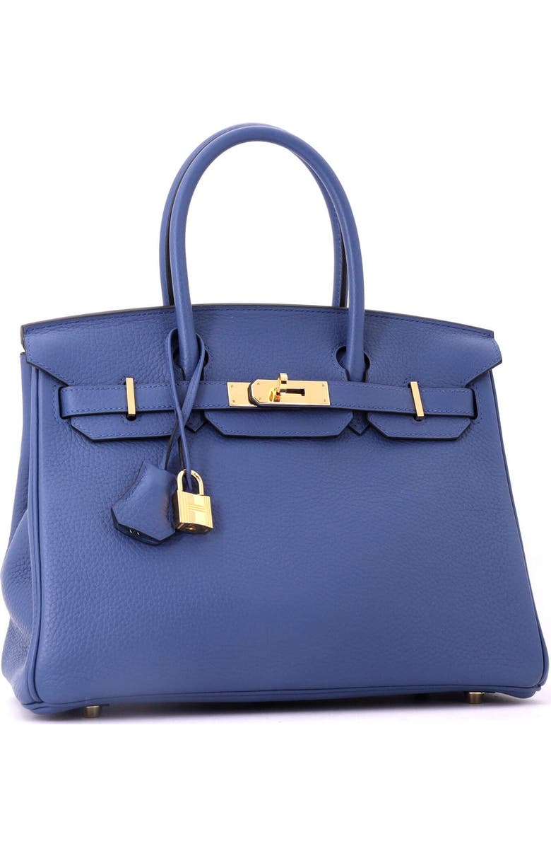 Pre-Owned Hermes Birkin Handbag Blue Clemence with Gold Hardware 30, Alternate, color, Bleu Agate