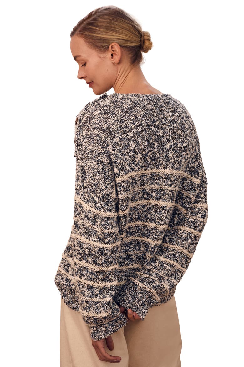 Linen Cotton Breton Sweater, Alternate, color, Navy Mouline