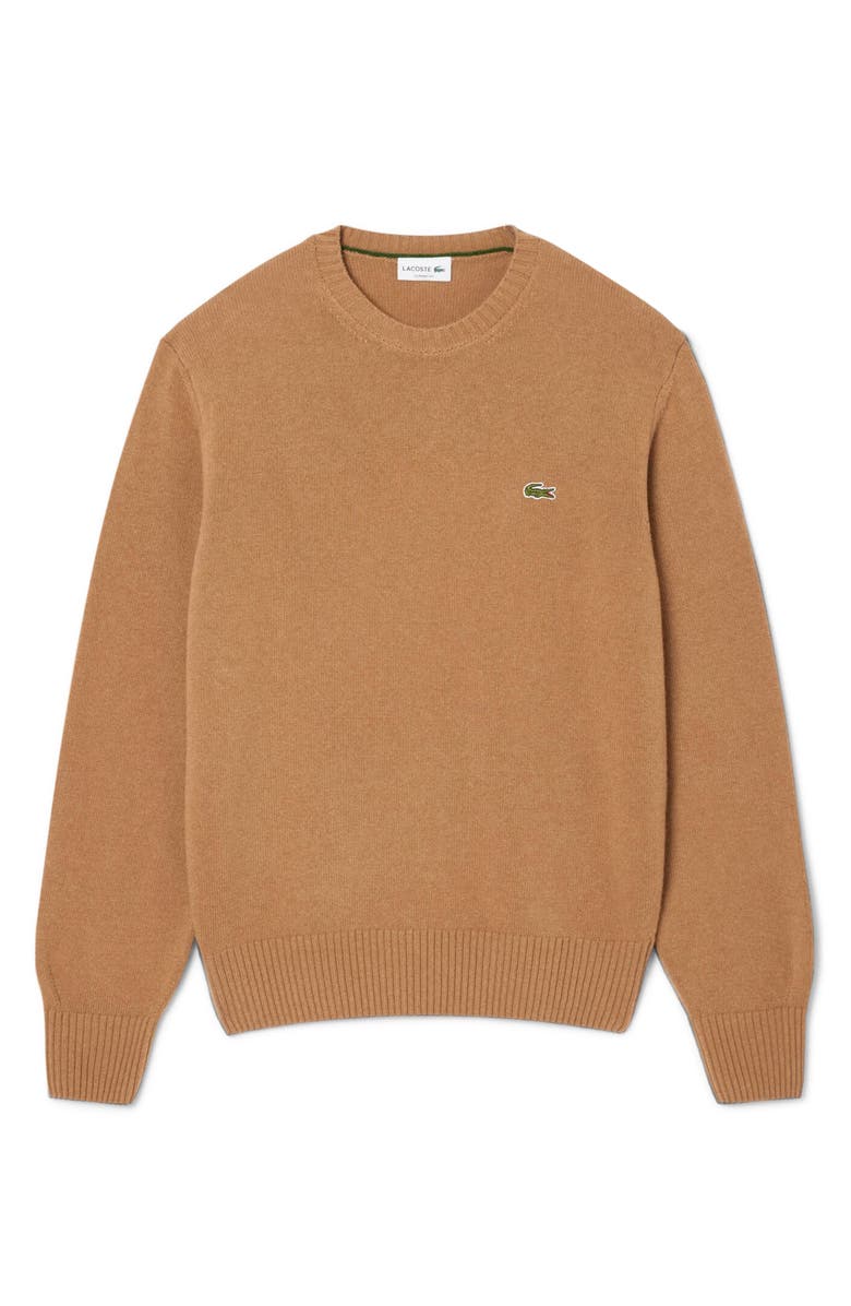 Lacoste Classic Fit Merino Wool Crewneck Sweater, Alternate, color, Datte Chine