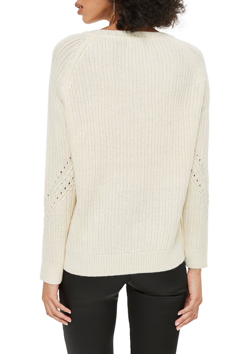 Rib & Pointelle Stitch Sweater, Alternate, color, IVORY