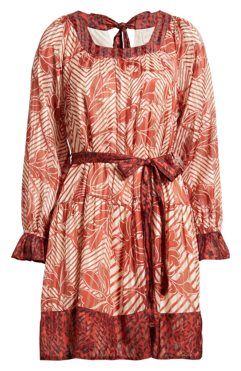 CIEBON Kiki Tie Belt Long Sleeve Dress, Alternate, color, Red