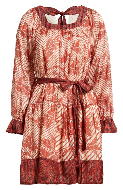 Ciebon Kiki Tie Belt Long Sleeve Dress In Brown