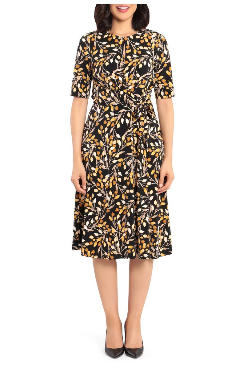 London Times Printed Fit & Flare Dress, Main, color, 