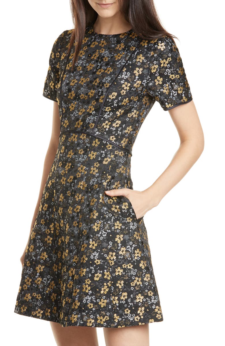 Ted Baker London Divwine Floral Jacquard Fit & Flare Dress, Alternate, color, 