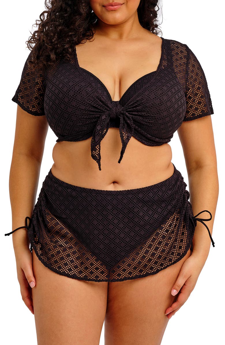 Elomi Bazarruto Tie Front Sheer Mesh Cover-Up Top, Main, color, 