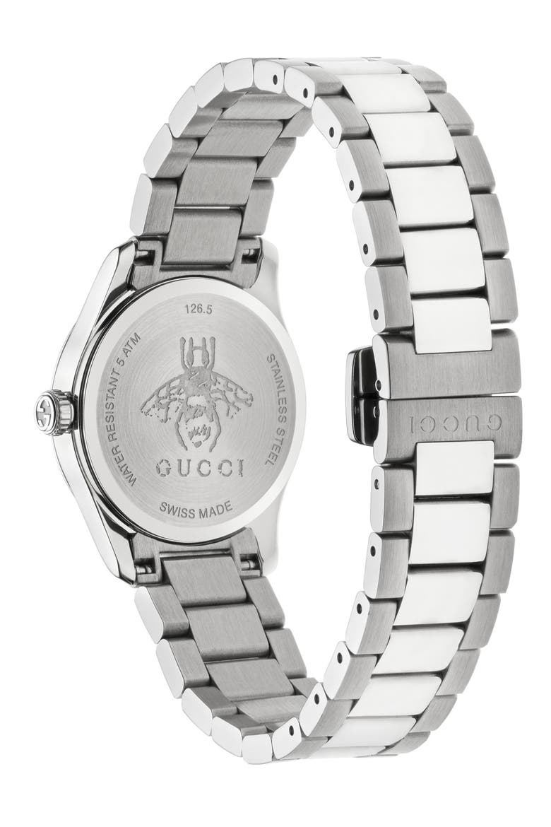 G-Timeless Feline Bracelet Watch, 27mm, Alternate, color, SILVER/ PINK