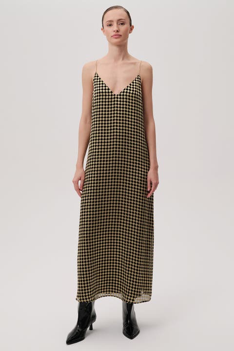 V Neck Strappy Midi Dress