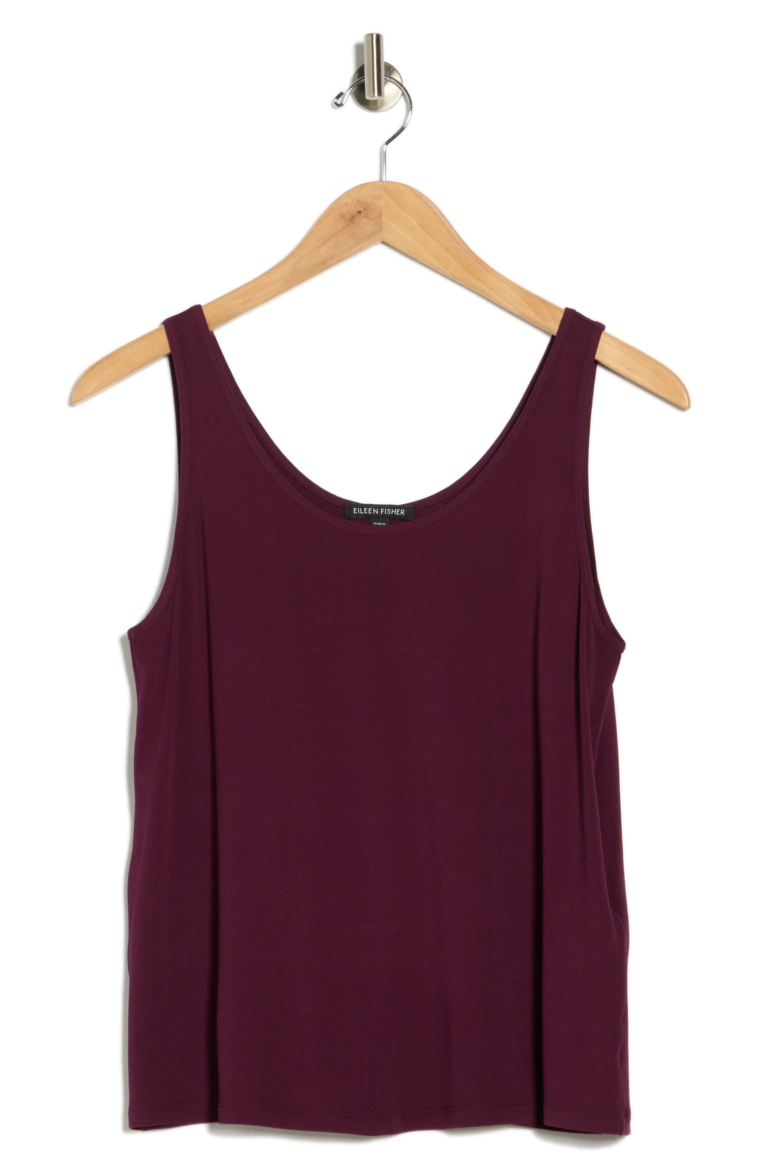 Eileen Fisher Slim Fit Scoop Neck Silk Tank