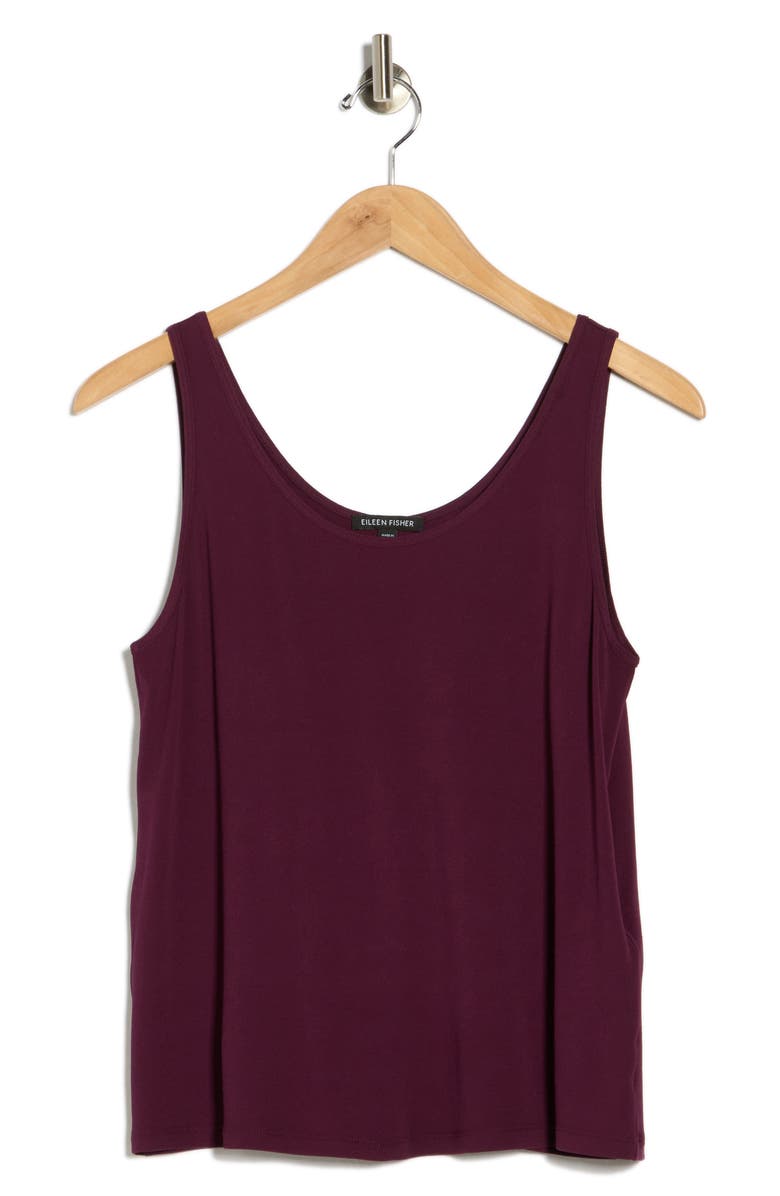 Eileen Fisher Slim Fit Scoop Neck Silk Tank, Alternate, color, Blackberry