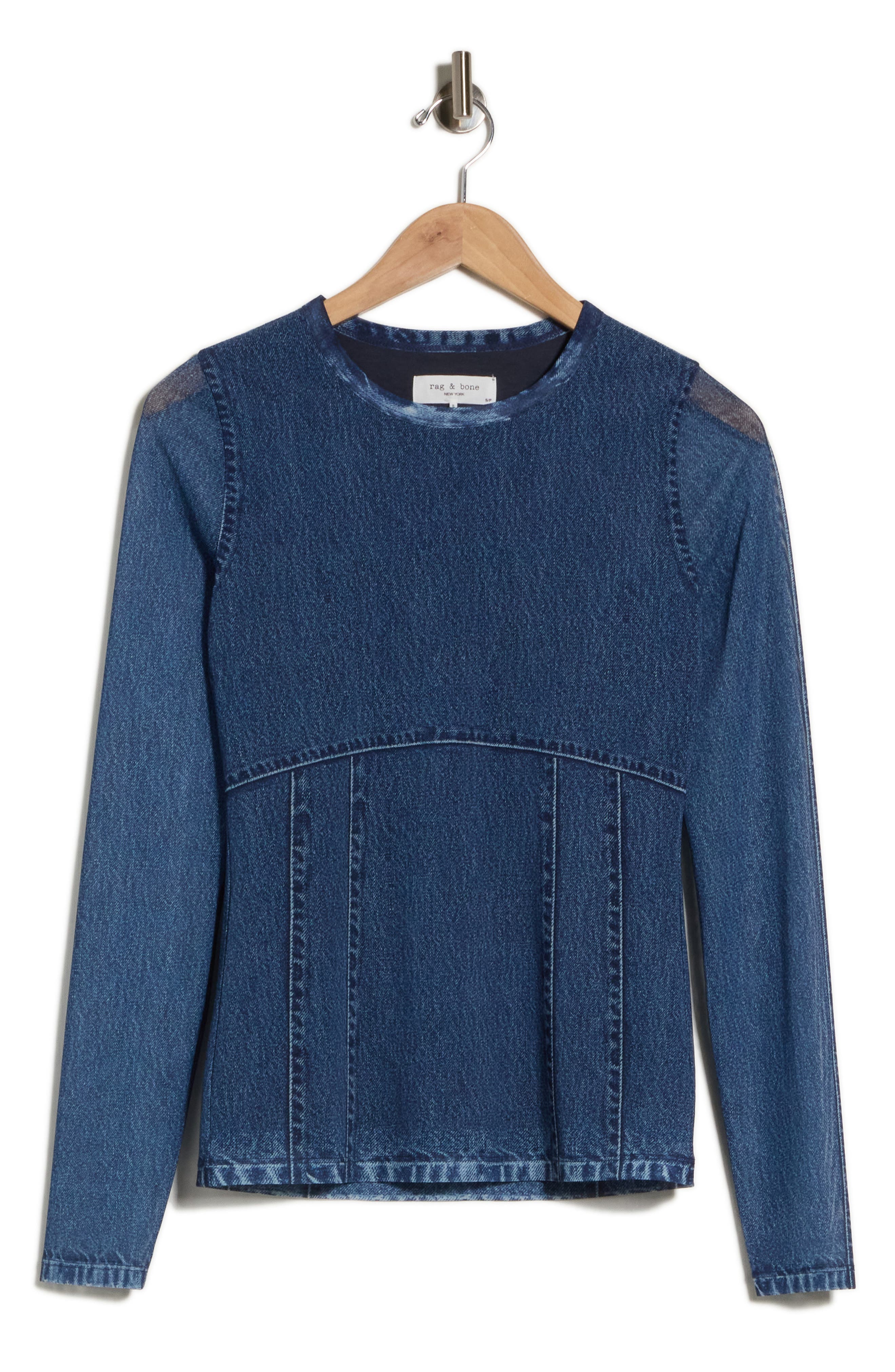 Miramar Mesh Long Sleeve Crewneck Top