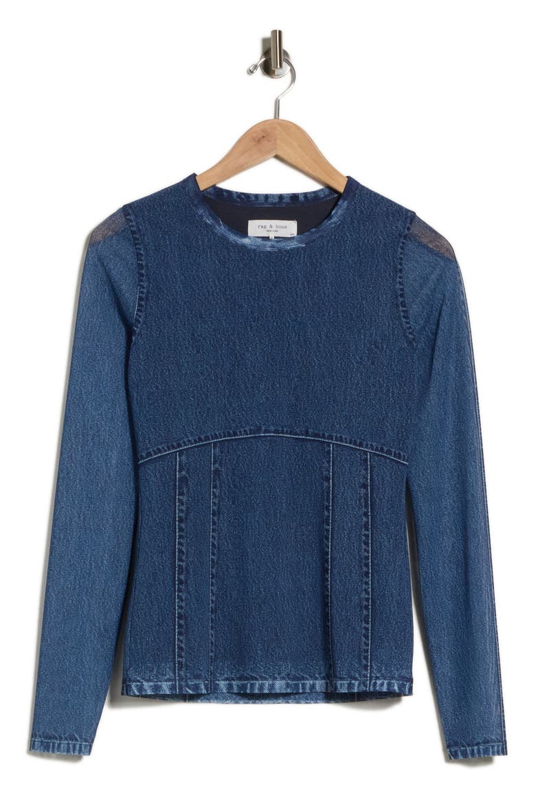 Miramar Mesh Long Sleeve Crewneck Top, Alternate, color, ALMDA
