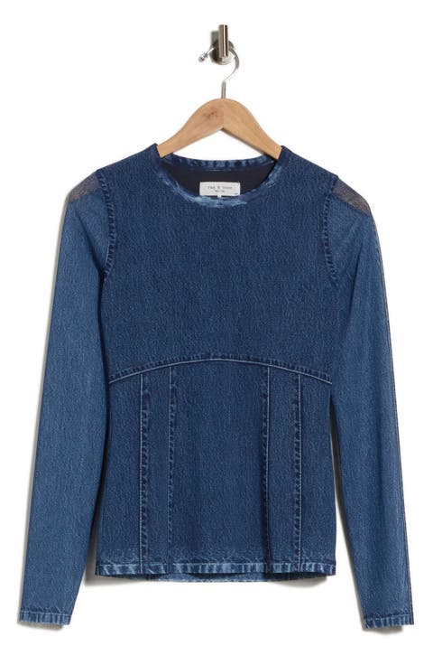 Miramar Mesh Long Sleeve Crewneck Top