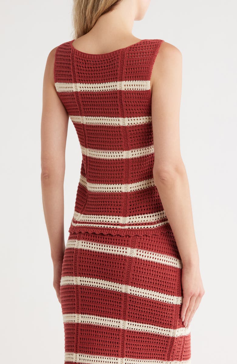 VERO MODA Sardinia Stripe Cotton Sweater Tank, Alternate, color, Marsala/ Birch