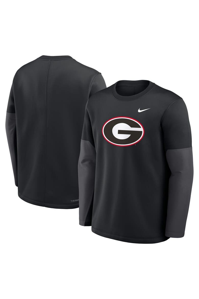 Men's Nike Black Georgia Bulldogs 2025 Sideline Coach Therma-FIT Long Sleeve T-Shirt, Alternate, color, Black