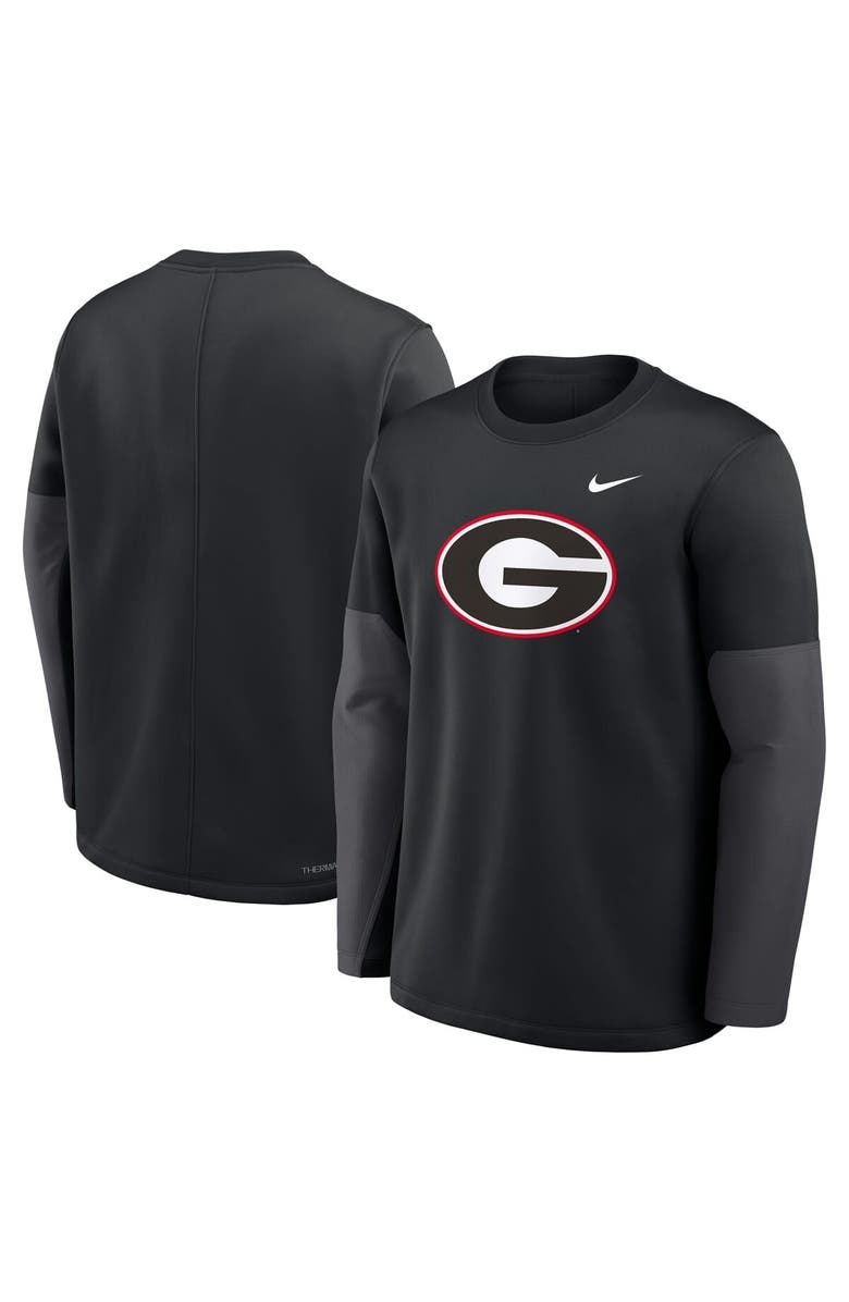 Nike Men's Nike Black Georgia Bulldogs 2025 Sideline Coach Therma-FIT Long Sleeve T-Shirt, Alternate, color, Black