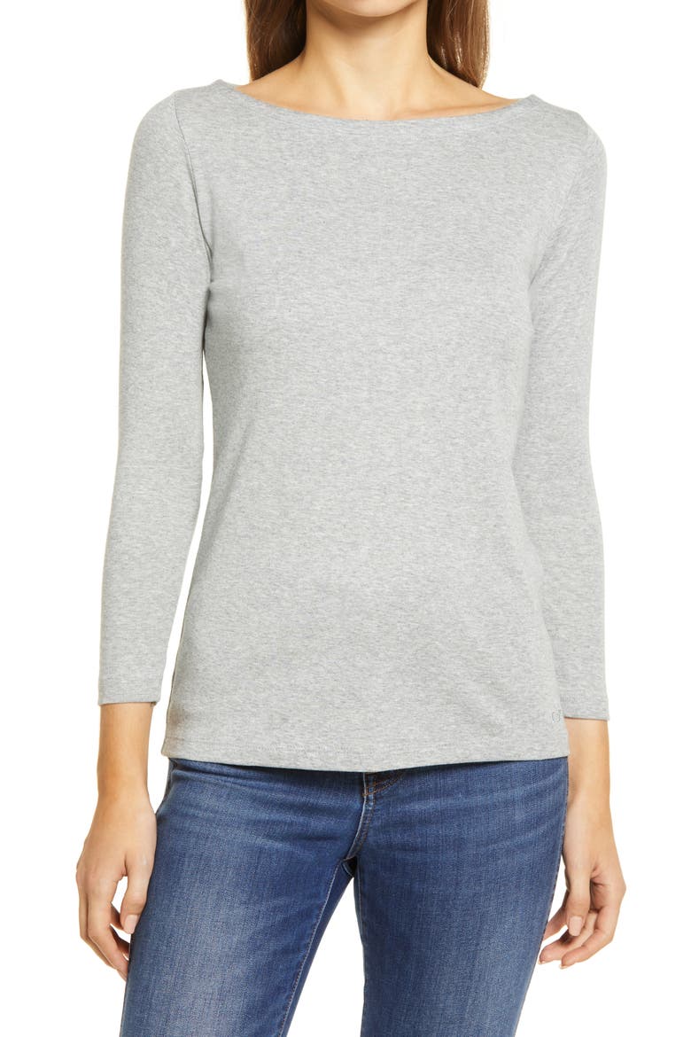 Simple Boatneck Top, Main, color, GRAY HEATHER