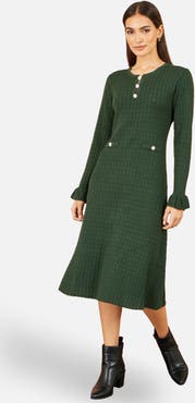 Yumi Long Sleeve Knitted Midi Dress