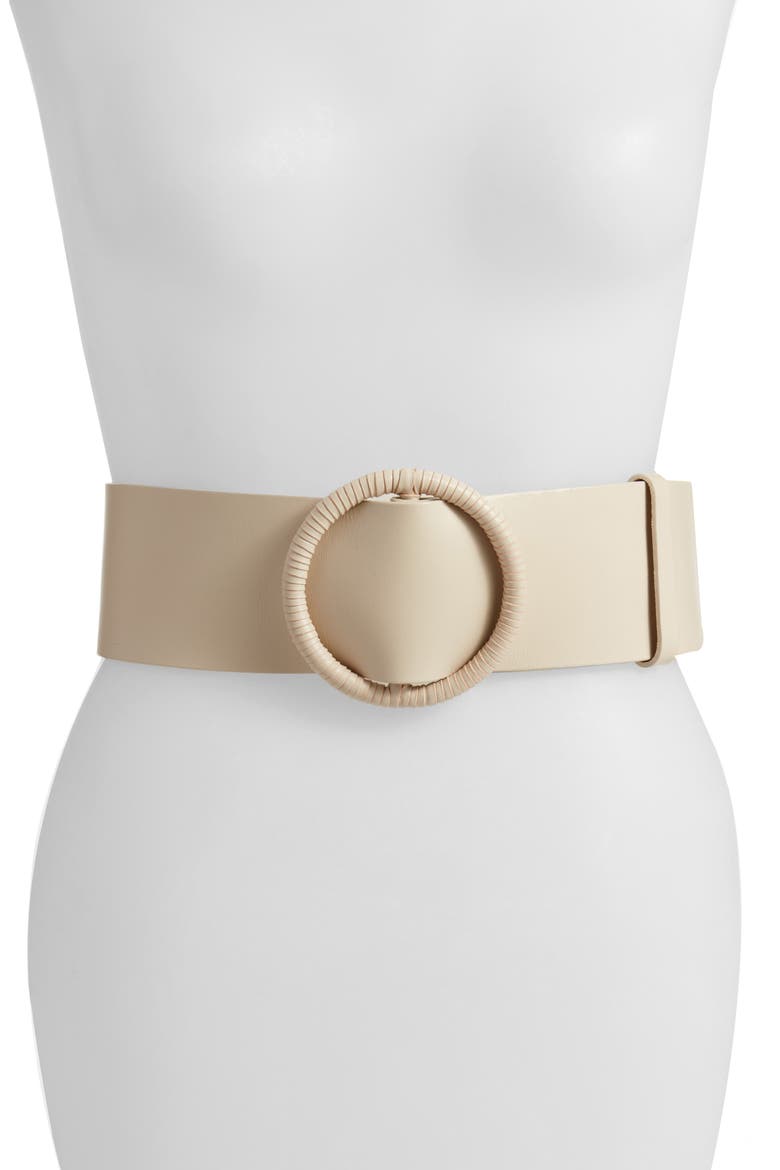 Wide Leather Belt, Main, color, BONE