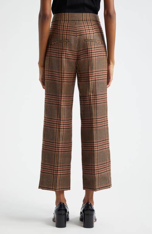 Veronica Beard Brixton Plaid Crop Wide Leg Wool Pants In Camel/black