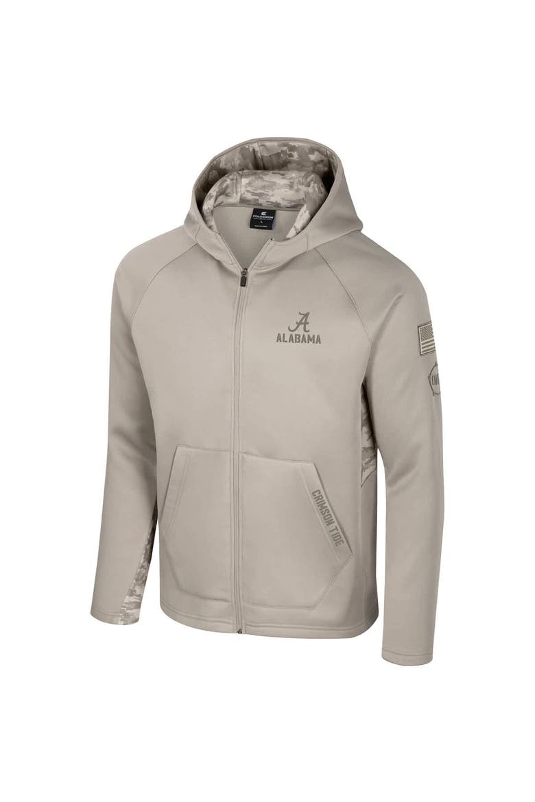 Men's Colosseum Oatmeal Alabama Crimson Tide Operation Hat Trick Battalion Full-Zip Hoodie, Alternate, color, Oatmeal