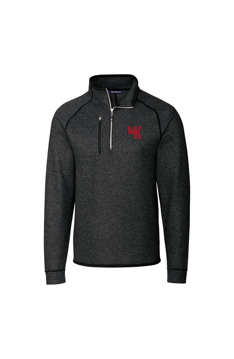 Cutter & Buck Men's Cutter & Buck Heather Charcoal Western Kentucky Hilltoppers Mainsail Sweater-Knit Half-Zip Pullover Jacket, Alternate, color, 