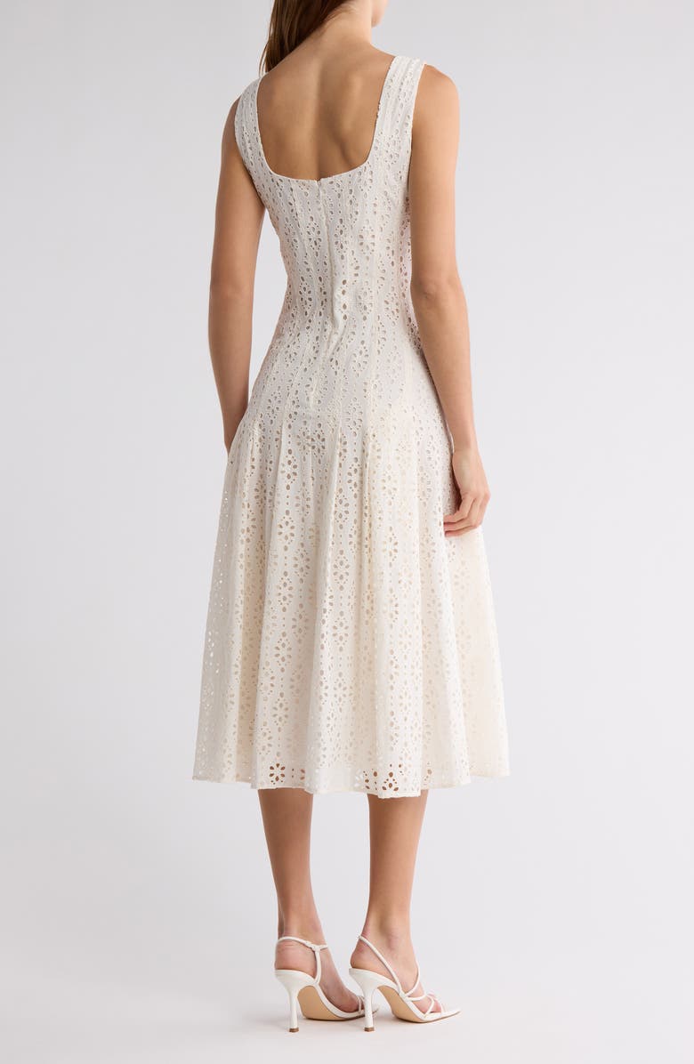 Veronica Beard Jolie Eyelet Midi Dress, Alternate, color, Off-White