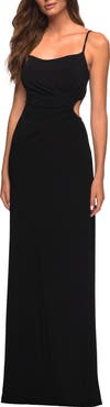 La Femme Prom Dress with Side Cut Out and High Side Slit