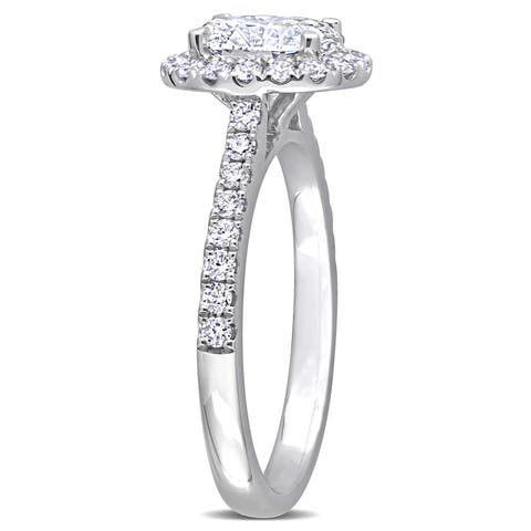 1-1/2 CTW Lab-Grown Diamond Oval Halo Ring 14k