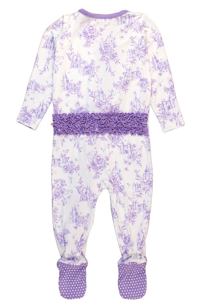 RuffleButts Castle Toile Ruffle Convertible Zip Footie, Alternate, color,