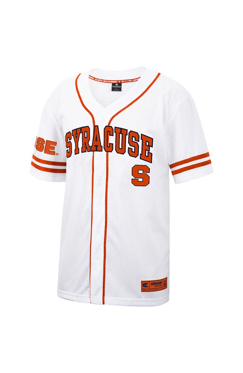 COLOSSEUM Men's Colosseum White Syracuse Orange Free Spirited Mesh Button-Up Baseball Jersey, Alternate, color,