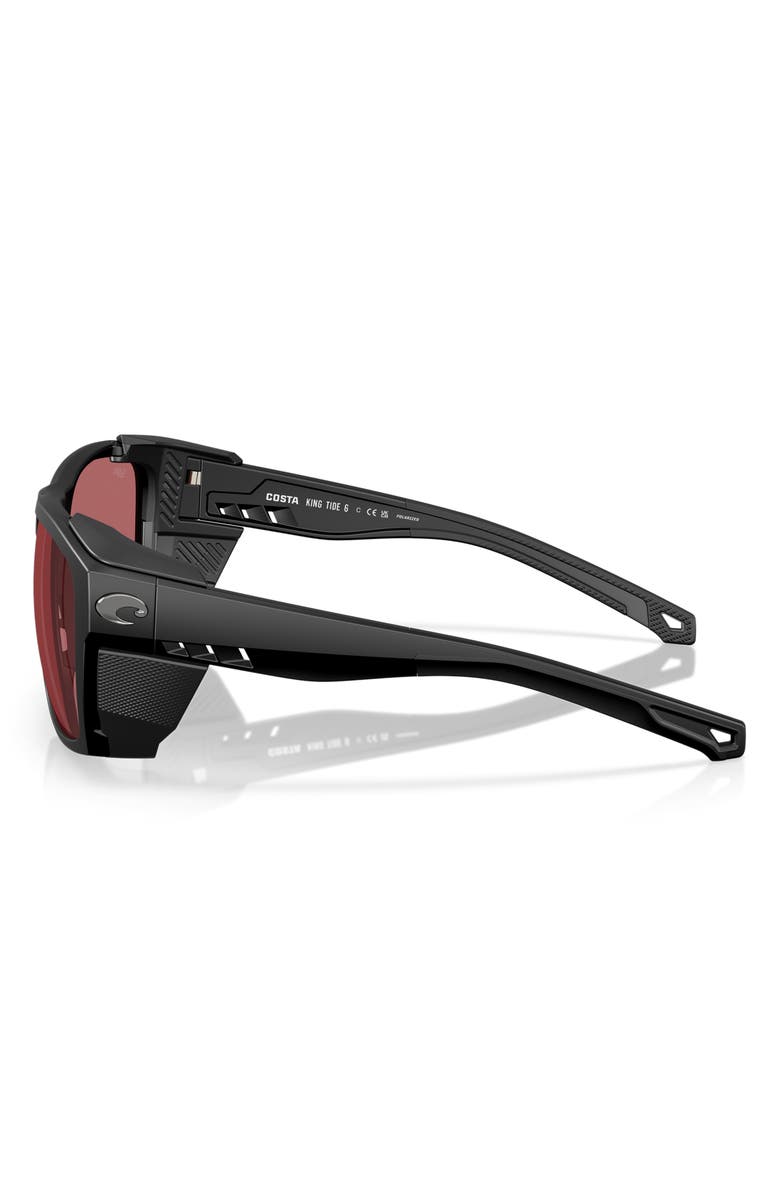 Costa Del Mar King Tide 58mm Rectangle Polarized Sunglasses, Alternate, color, Matte Black / Rose 580G