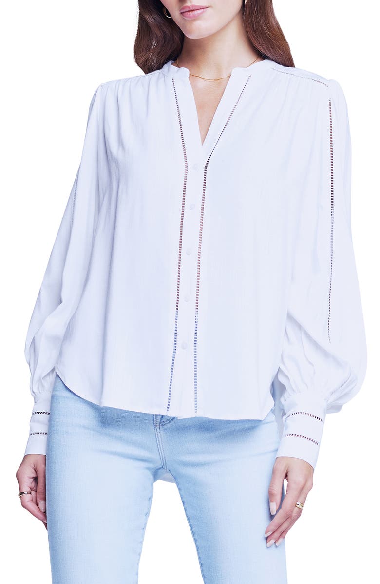 L'AGENCE Kiera Ladder Trim Blouse, Main, color, 