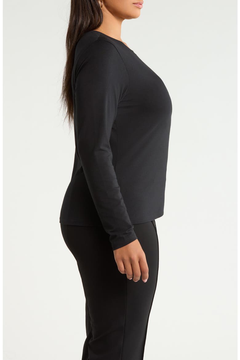 Pima Cotton & Tencel Modal Long Sleeve T-Shirt, Alternate, color, BLACK