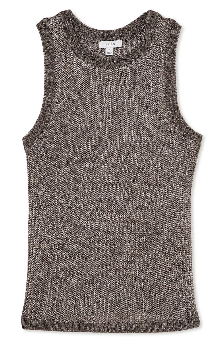 Reiss Tia Chevron Stitch Metallic Tank, Alternate, color, Gunmetal