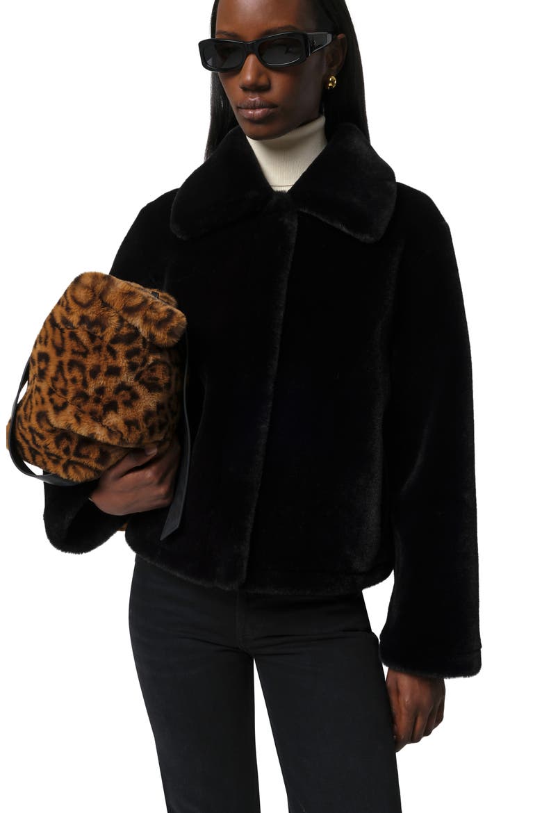 Elis Pluche™ Faux Fur Coat, Alternate, color, NOIR