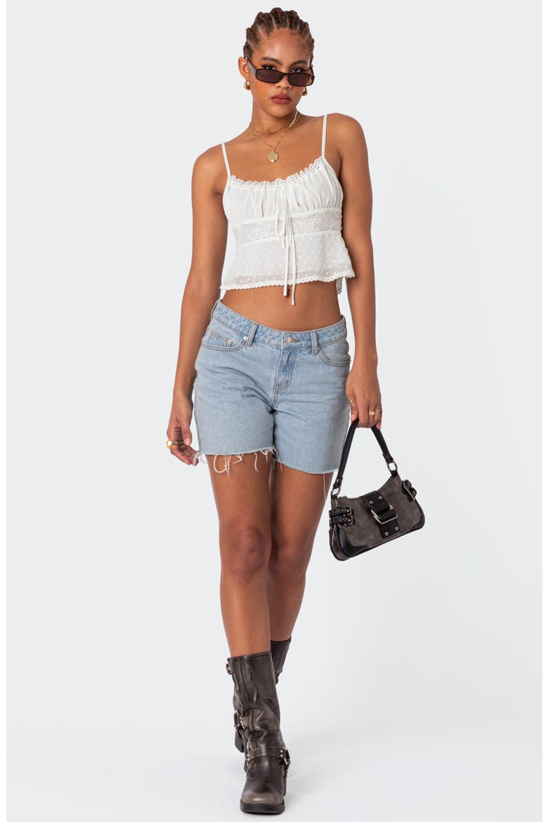 Wendy Tie Back Lace Crop Camisole, Alternate, color, WHITE