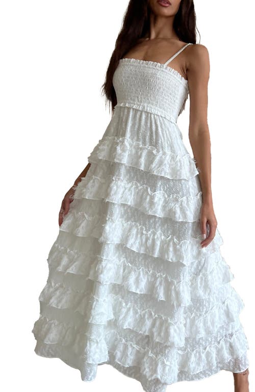 Btb Los Angeles Paris Ruffle Dress In Dove