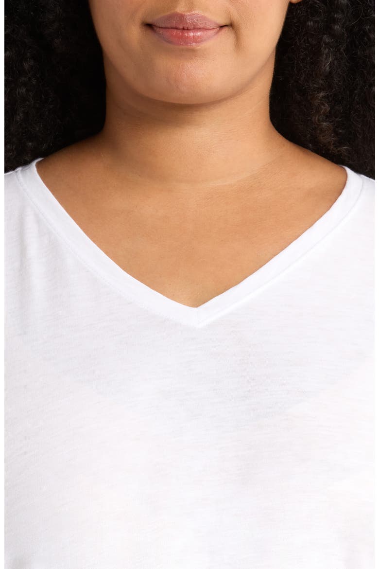 Easy V-Neck Long Sleeve Organic Cotton T-Shirt, Alternate, color, WHITE